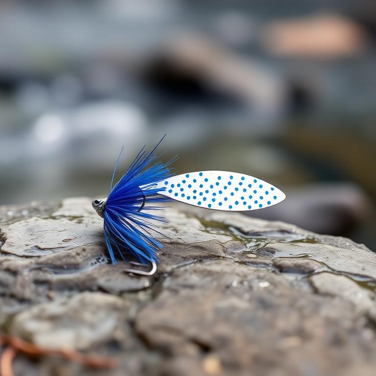 Petite cuillère tournante bleue à palette pointillée pour la truite