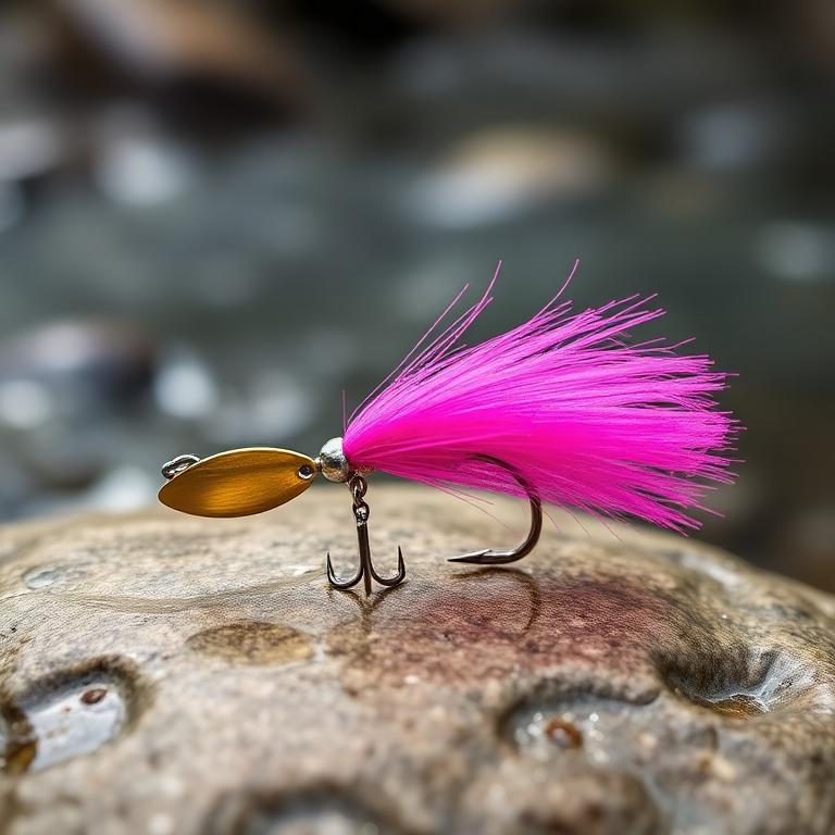 Petite cuillère tournante rose à palette dorée pour la truite