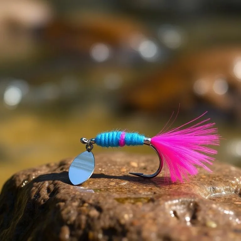 Petite cuillère tournante rose et bleue pour la truite mouchetée