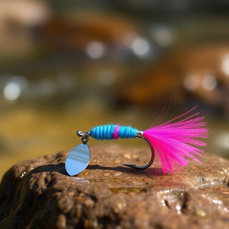Petite cuillère tournante rose et bleue pour la truite mouchetée